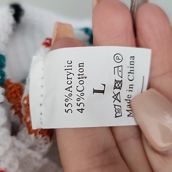 NEW white knit multi striped v neck sweater tank large - Picture 3 of 5